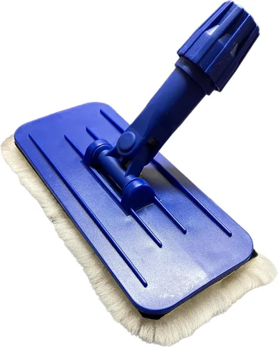 Vista 4 de Trapeador plano de lana de cordero genuina de 9 pulgadas, solo 3 almohadillas de recambio, madera dura, laminado, azulejos y suelos de cerámica, uso