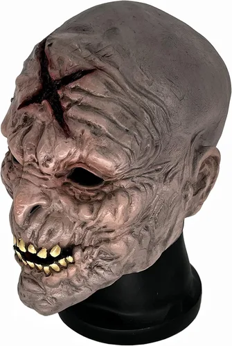 Vista 2 de Máscara de cabeza de monstruo zombi de látex X para Halloween, maquillaje y accesorios de disfraces LARP