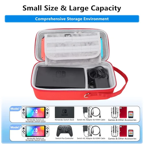 Vista 3 de Mario Carry Case for Nintendo SwitchSwitch OLED - Built-in Stand Compatible with Switch AC Adapter, Switch Dock or Pro Controller, Portable Travel