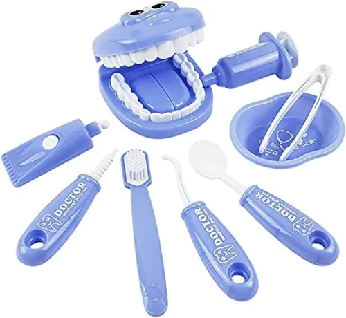 Vista 9 de Conjunto de juego de simulación de dentista de 9 piezas de plástico, kit médico de simulación de juguete para niños, juego de rol para cultivar