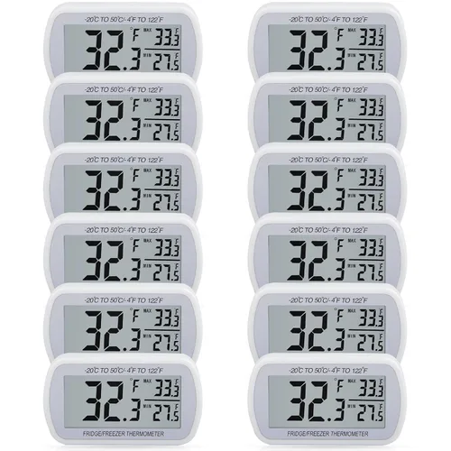 Vista 8 de AEVETE Termómetro digital impermeable para refrigerador con pantalla LCD grande, termómetro de sala de congelador con parte trasera magnética, sin