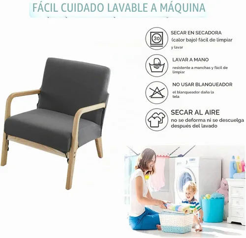 Vista 6 de Funda elástica para silla moderna de mediados de siglo, funda para silla de acento sólido, sillón individual de tela para sala de estar, dormitorio