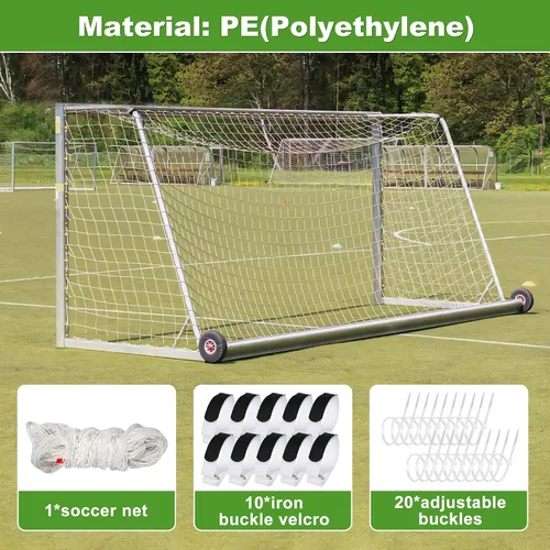 Vista 2 de 3mm Thicker Soccer Net, Full Size Soccer Goal Net, Durable Polyethylene Football Net with Installation Accessories,24 x 8ft / 18 x 6.5ft / 10 x