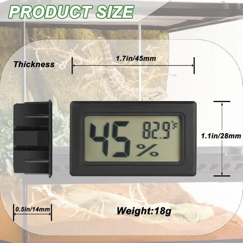 Vista 2 de Termómetro y medidor de humedad para reptiles Termómetro digital de terrario rectangular Accesorios para jaula de dragón barbudo Medidor