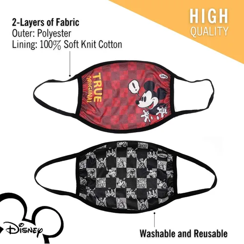 Vista 5 de Concept One Disney Mickey Mouse - Mascarillas de tela para adultos, multicolor, paquete de 2, Multi