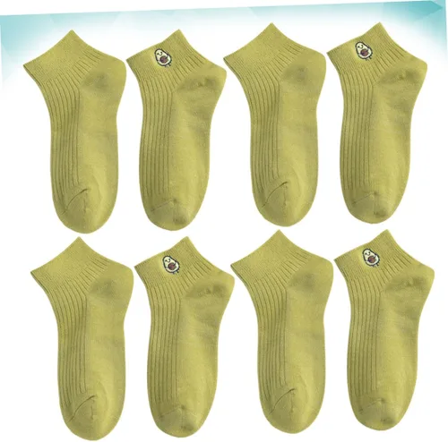 Vista 8 de USHOBE 4 Pairs Fashion Short Socks Lip Gloss for Girls Womens Socks Hosiery Girl Socks Short Ankle Socks Women