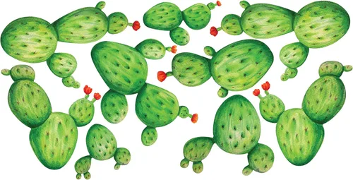 Vista 4 de Cactus Acuarela Kit de calcomanía decorativo para pared – Suculentas Mural por chromantics