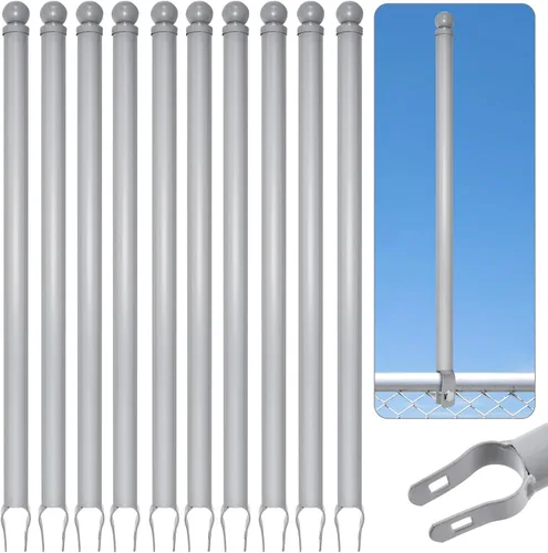 Vista 10 de Paquete de 10 extensiones de brazo de alambre de púas para valla de eslabones de cadena, brazo extendido de alambre de púas de 25 pulgadas para riel