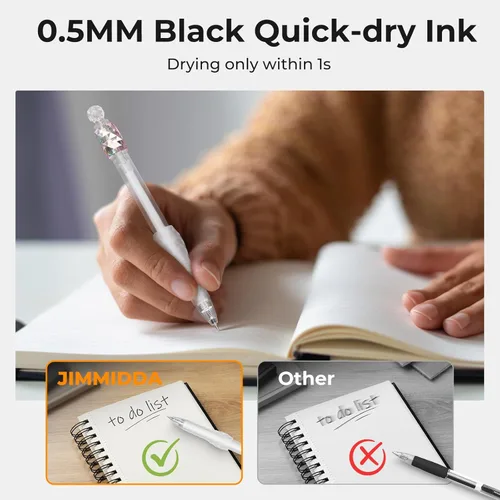 Vista 4 de 8 Bolígrafos de Gel - 0.5mm de Punta Fina, Tinta Negra Giratoria, Escritura Suave - Bolígrafos de Gel de Secado Rápido de Agarre Suave para Diario