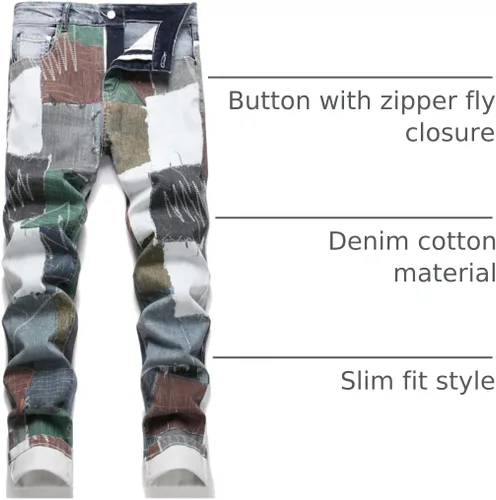 Vista 186 de Enrica Pantalones vaqueros estampados casuales para hombre
