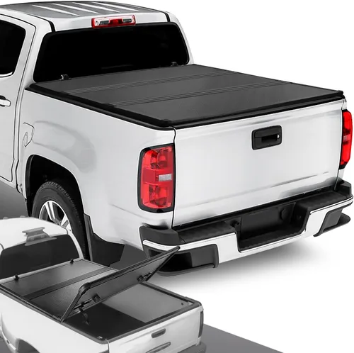 Vista 13 de DNA MOTORING Nueva actualización de cubierta tonneau para parte de atrás de camioneta, apertura con tres pliegues, compatible con Colorado/Canyon