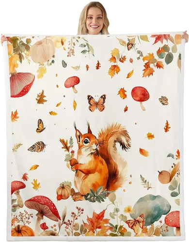 Vista 15 de Manta de temporada de otoño para niños y niñas, bonito forro polar de conejo de dibujos animados, regalos de feliz día de Acción de Gracias