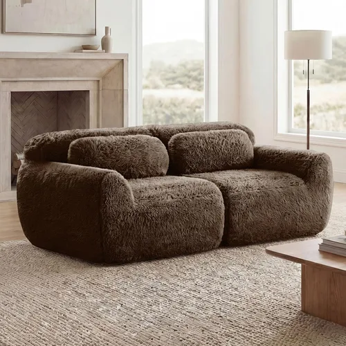 Vista 105 de Sofás seccional modular de 80" sin huesos modernos para sala de estar, juego de sofás comprimidos de 2 plazas con asiento profundo, sin necesidad