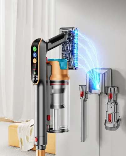 Vista 6 de Aspiradora Inalámbrica, 600W/50KPA/65Min Aspiradoras para el Hogar, Súper Recipiente de 1.8L y Pantalla LED Grande Aspiradora de Palo Anti-Enredos