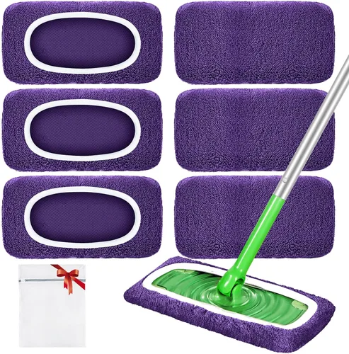Vista 11 de Almohadillas de microfibra reutilizables compatibles con trapeador Swiffer Sweeper Mop Verde bosque