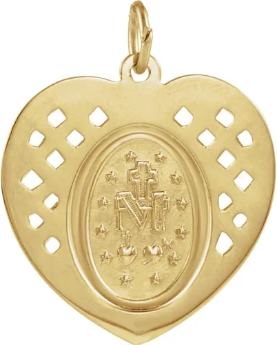 Vista 3 de Collar con colgante de medalla religiosa milagrosa de oro amarillo de 14 quilates 0827 x 0787in joyería de regalo para mujer Metal no conocido