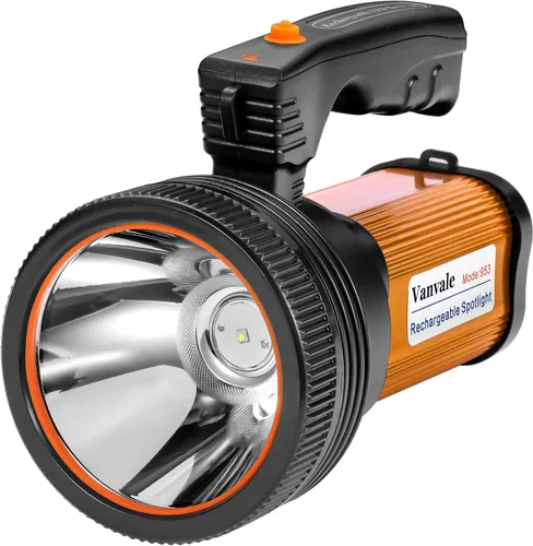 Vista 10 de Linterna Táctica LED Recargable de Mano con Mango Reflector de Alta Potencia Súper Brillante con Salida USB (Plateado)