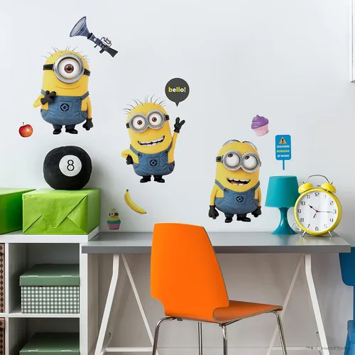 Vista 4 de RoomMates RMK2081GM Despicable Me 2 Minions 12 pulgadas x 48.5 pulgadas, calcomanías de pared gigantes gigantes amarillas, 11 piezas (paquete de 4)