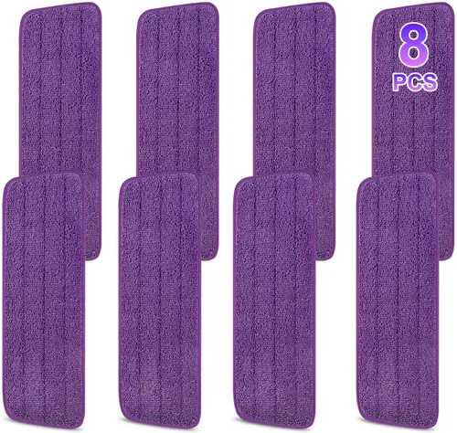 Vista 12 de Paquete de 8 almohadillas reutilizables de 16.5 pulgadas, cabezales de repuesto de trapeador de microfibra para mopas húmedas y secas, compatibles