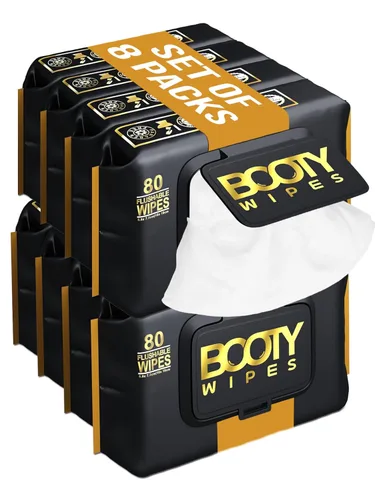 Vista 8 de BOOTY WIPES 80 toallitas desechables para hombres y mujeres, toallitas para adultos, infundidas con vitamina E y aloe, toallas húmedas extra