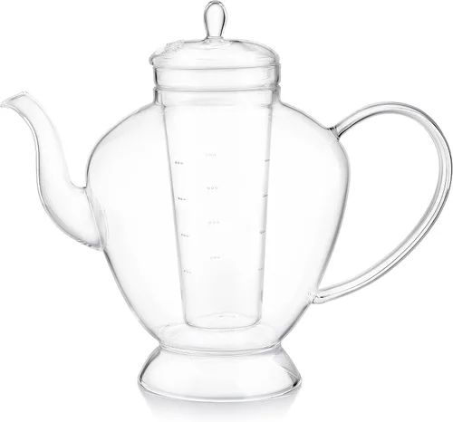 Vista 2 de Teabloom Grand Bouquet - Tetera de vidrio con infusor de vidrio Microdot, elegante tetera de borosilicato de 50 onzas para tés de hojas enteras