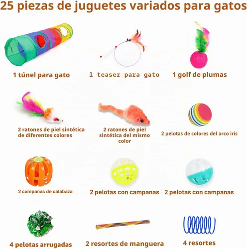Vista 2 de iCAGY Juego de 25 juguetes para gatos, túnel de juguete para gatos