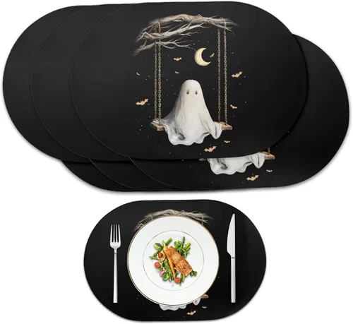 Vista 49 de Autumn Placemats Set of 2 Waterproof Wipeable 12X18 Inch Faux Leather Non Slip Heat Resistant Mats for Thanksgiving Dinner Outdoor Decor