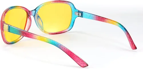 Vista 3 de FEISEDY Gafas de noche clásicas para mujer, antirreflejos, envolventes, amarillas, B2548