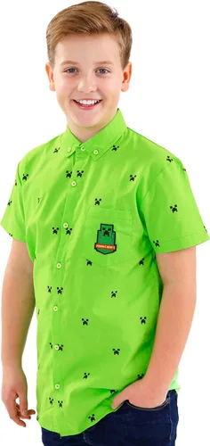 Vista 2 de Minecraft Camisa Creeper con botones para niño