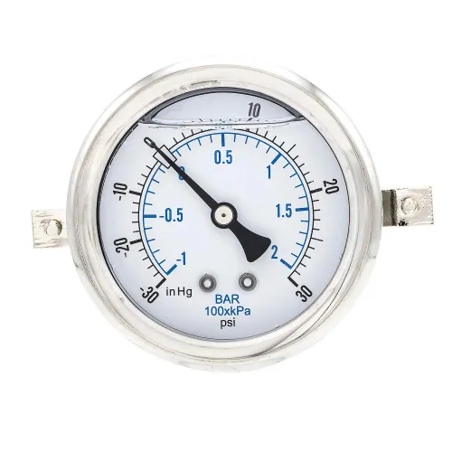 Vista 17 de PIC Gauges 203L-204M Medidor de presión relleno de glicerina con abrazadera en U con carcasa SS/bisel, internos de latón, lente de PC, dial de 2