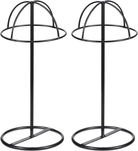 Vista 8 de uxcell Soporte de exhibición de metal para sombreros, paquete de 2 soportes independientes para sombreros de mesa y pelucas, para gorra de béisbol