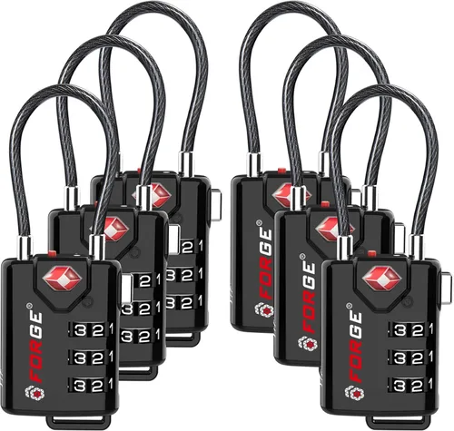 Vista 21 de Cerraduras para equipaje con cable aprobadas por la TSA, combinación reajustable con cuerpo de aleación, Moderno