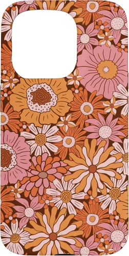 Vista 14 de Retro Flowers Meadow Floral Groovy 60s Pink Orange Brown Case for iPhone 17