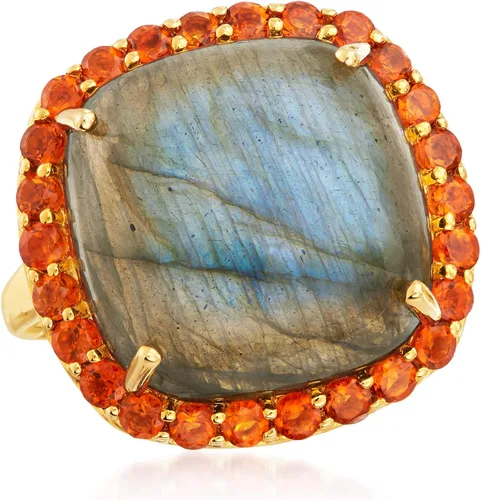Vista 4 de Ross-Simons Anillo de labradorita y citrino naranja de 1.00 qt t en oro de 18 quilates sobre plata esterlina