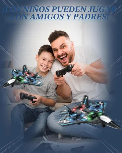 Vista 6 de JoyRapt Drones para niños Avión RC de espuma, avión de control remoto Toys and Gifts for 6 8 10 Years Old Boys, Jet Helicopter Drones with LED