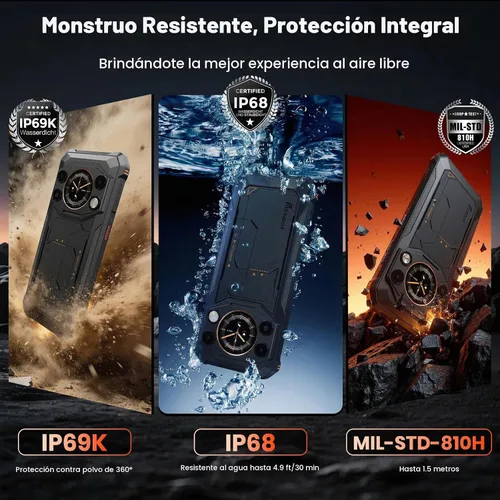 Vista 6 de FOSSIBOT Teléfono resistente F117 de 24 GB+ 256 GB/2 TB, HD de 6.74 Negro