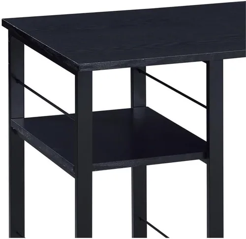 Vista 7 de Acme Vadna - Escritorio de madera con 2 estantes y base de metal abierta en color negro