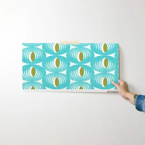 Vista 7 de Spoonflower Papel tapiz autoadhesivo para despegar y pegar, diseño geométrico moderno de mediados de siglo, color verde aguamarina, papel tapiz