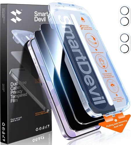 Vista 14 de SMARTDEVIL Protector de pantalla de privacidad para iPhone 17 Pro con protector de lente de cámara, vidrio templado inastillable