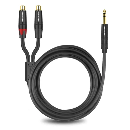 Vista 5 de Cable de conexión RCA a 0.250 in Y, 3 pies TRS 0.250 in 1/4 pulgadas a 2 RCA Plug Audio Insert Cable de 1/4 pulgadas macho a doble RCA hembra, cable