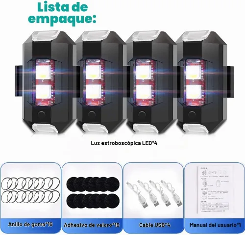 Vista 7 de QVEVDACAR - Luces estroboscópicas LED para dron, 7 colores, mini, USB recargable, iluminación anticolisión, luces traseras para aviones