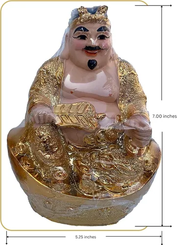 Vista 5 de Estatua dorada de CaiShen, CAI Shen, Dios de la fortuna, Dios de la riqueza, estatua de la suerte y la riqueza, decoración de Feng Shui, regalo