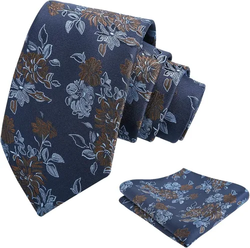 Vista 169 de Alizeal Mens 3.15inches Leaf Flower Pattern Tie with Floral Pocket Square Set