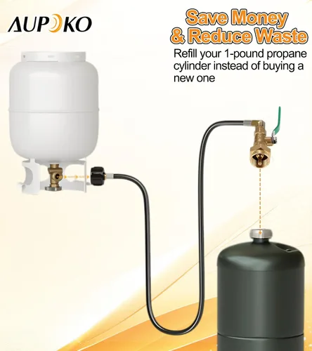 Vista 3 de Aupoko Manguera adaptadora de repuesto de propano de 36 pulgadas, manguera de extensión de propano con válvula de control de encendido y apagado