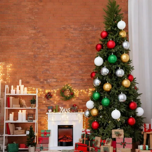 Vista 7 de Adornos inflables de Navidad, (9 pulgadas, 10 unidades), bolas de Navidad inflables grandes, bolas de decoración de Navidad para interiores