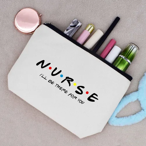 Vista 5 de LIBIHUA Bolsa de maquillaje Bolsa de cosméticos Bolsa de viaje, Enfermera estaré ahí para ti, 331-enfermera estaré ahí para ti