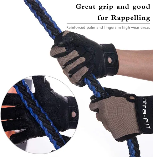 Vista 4 de Guantes de escalada, guantes de cuerda, perfectos para rappel, rescate, roca, árbol, pared, escalada de montaña