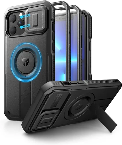 Vista 89 de Dexnor - Funda para iPhone 12 & iPhone 12 Pro con tapa deslizante para cámara, soporte ajustable y protector de pantalla integrado, carcasa