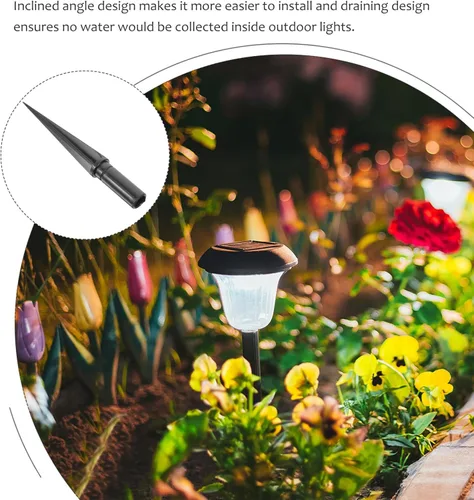 Vista 5 de Uonlytech Estaca de lámpara de jardín, 10 piezas, estacas de repuesto de luz solar, estacas de plástico para luces solares al aire libre, duraderas