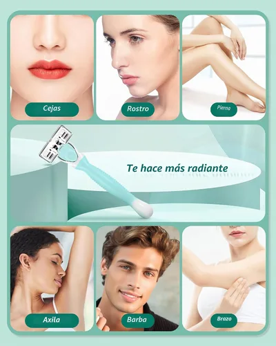 Vista 5 de 1 maquinilla de afeitar de viaje para mujer con 12 recambios de cuchillas, color verde